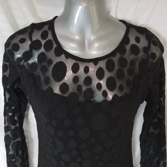 ASOS Women's Size 10 Dress Black Polka Dot Witchy Goth Y2K Stretchy Lace - Picture 7 of 8